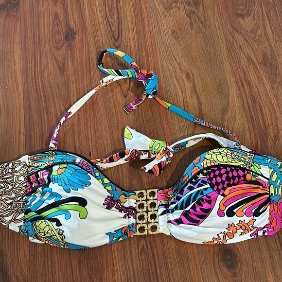 Trina Turk colorful bikini top size 4 Bandeau - Picture 1 of 4